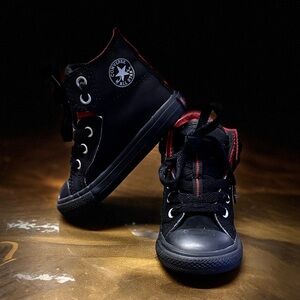 Black and Red Hightop Converse Size 6